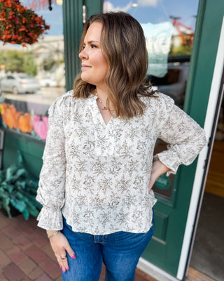 Leaves & Lovely Floral Print Long Sleeve Top - The Southern Loft