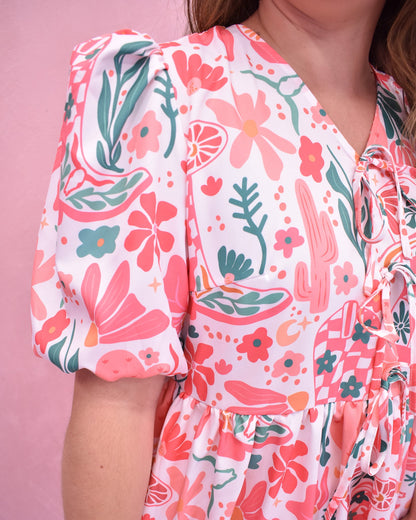 Lets Go Girls Bright Floral Western Dress - The Southern Loft