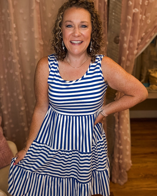 Lively Laughs Sleeveless Striped Mini Dress - The Southern Loft