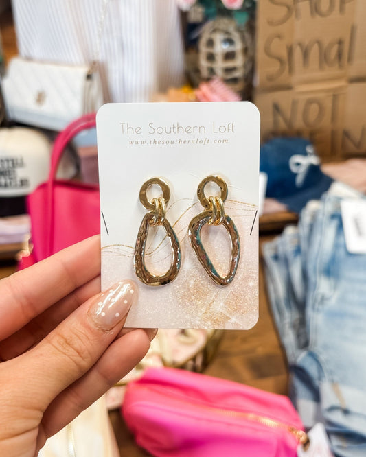 Long Hammered Metal Teardrop Earrings - The Southern Loft