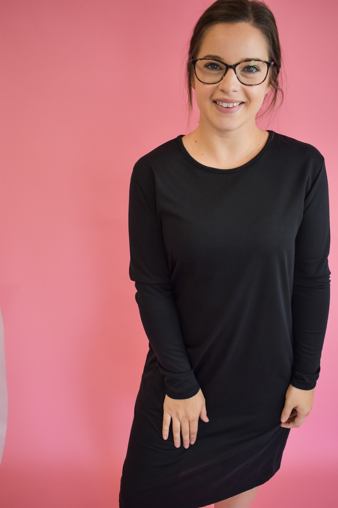 Long Sleeve Basic Straight Hem Dress - The Southern Loft