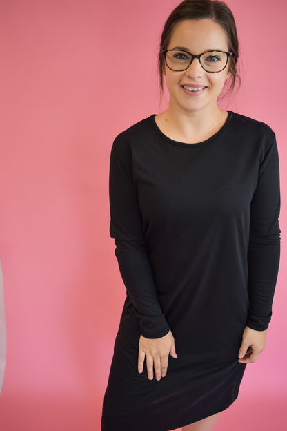 Long Sleeve Basic Straight Hem Dress - The Southern Loft