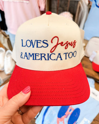 Loves Jesus + America Too Canvas Hat - The Southern Loft