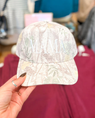 Mama in the Wild Embroidered Light Camo Trucker Hat - The Southern Loft
