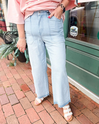 Mica High Rise Striped Cropped Jeans - The Southern Loft