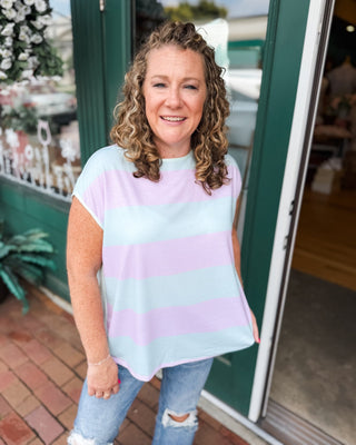 Mint To Be Striped French Terry Top - The Southern Loft