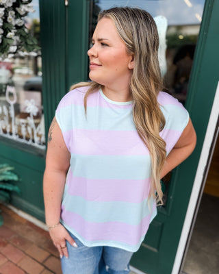 Mint To Be Striped French Terry Top - The Southern Loft