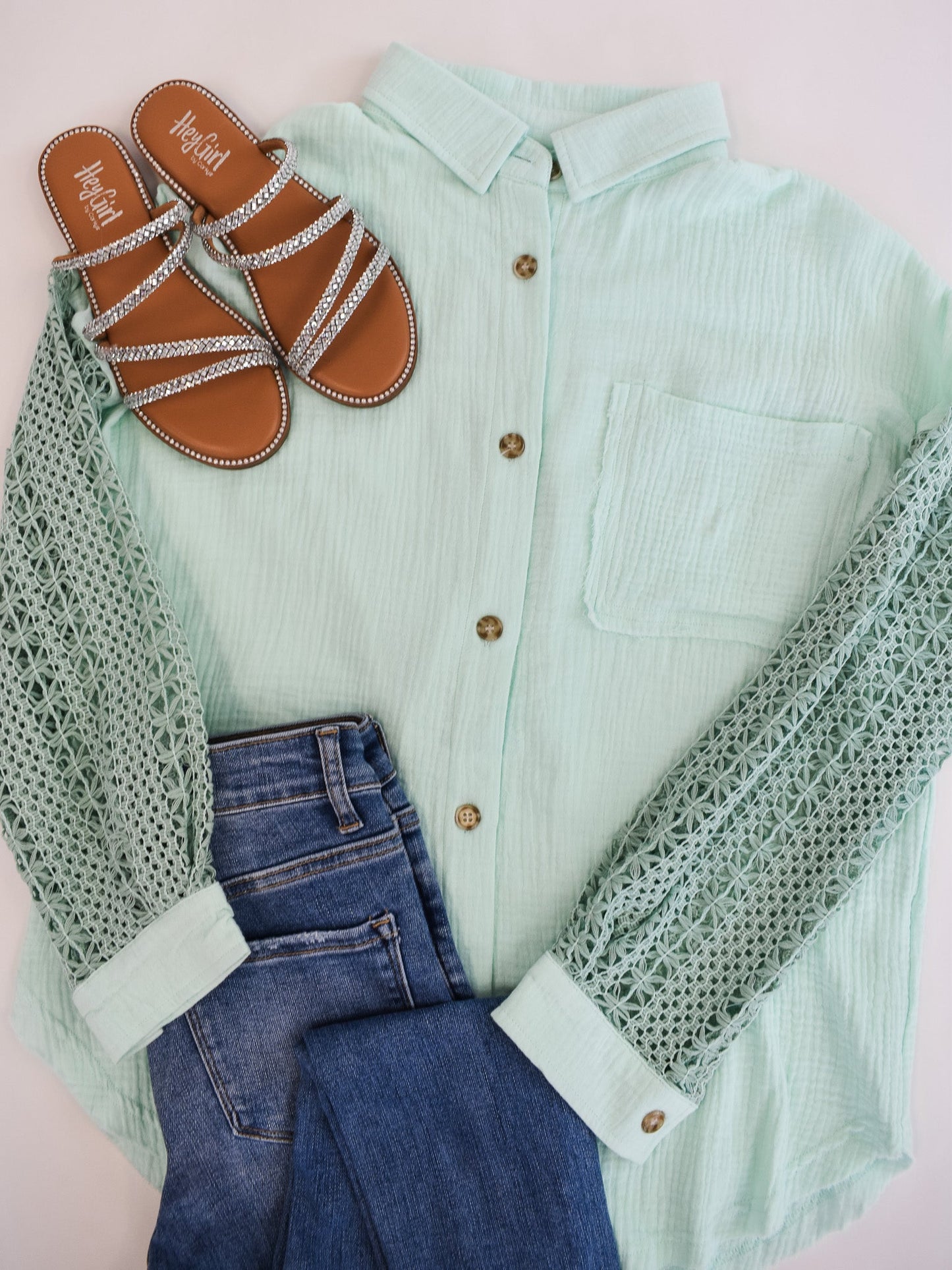 Need A Little Lace Button Up Top - The Southern Loft