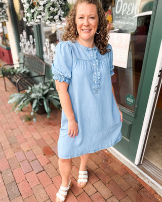 Park Avenue Button Front Chambray Dress - The Southern Loft