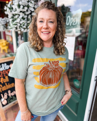 Pick of the Patch Striped Pumpkin Graphic Tee - The Southern Loft