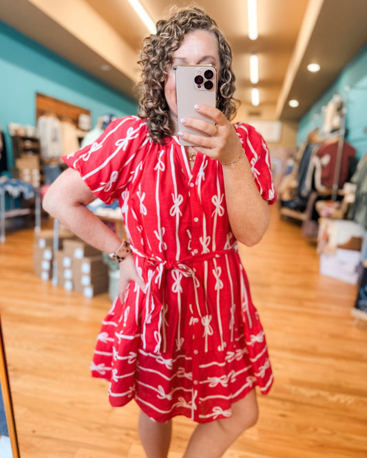Pretty In Bows Puff Sleeve Dress - The Southern Loft