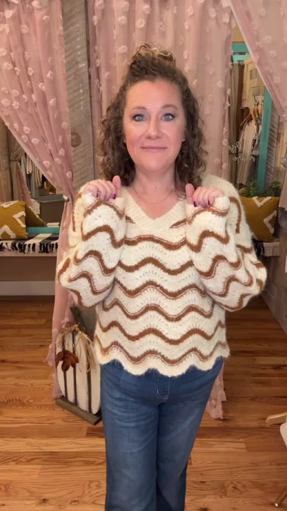 Fireside Cozy Wavy Stripes Sweater