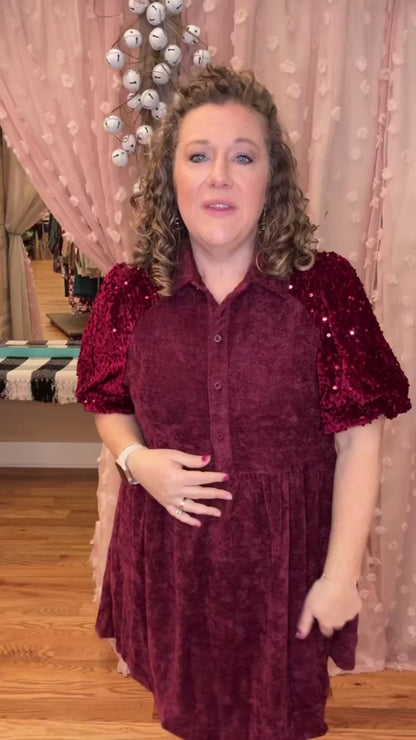 Shimmer Sleeve Sweetheart Dress