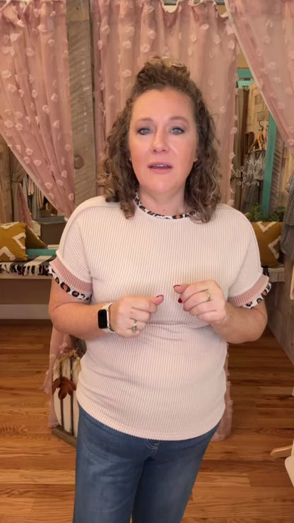 Think Pretty Leopard Patchwork Top