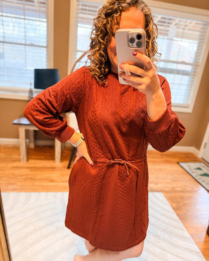 Pumpkin Kisses Cable Knit Mini Dress - The Southern Loft