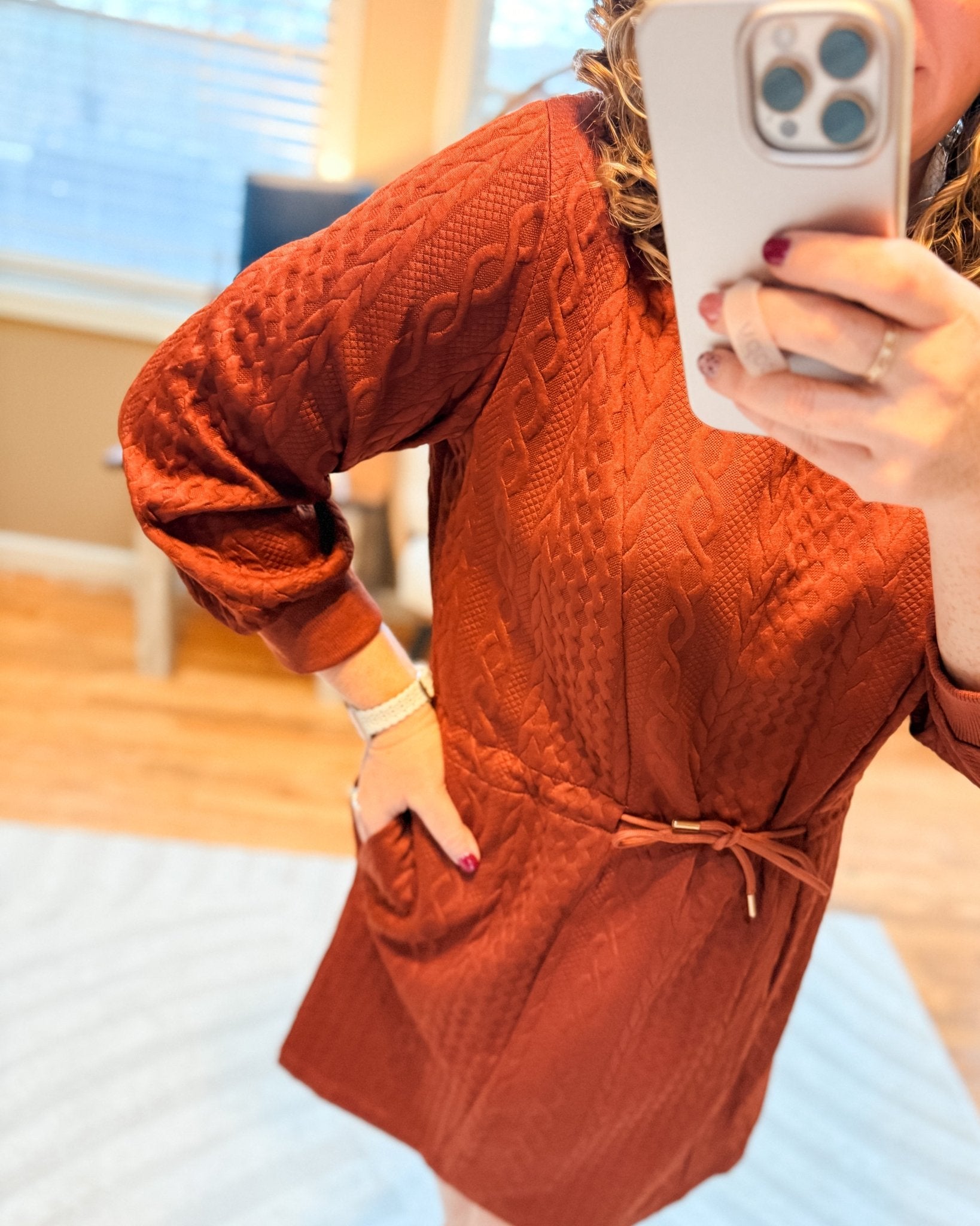 Pumpkin Kisses Cable Knit Mini Dress - The Southern Loft