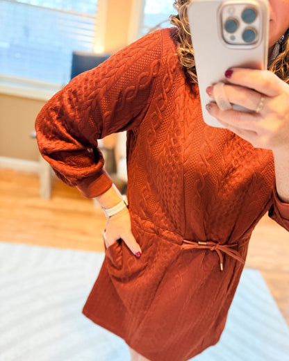 Pumpkin Kisses Cable Knit Mini Dress - The Southern Loft