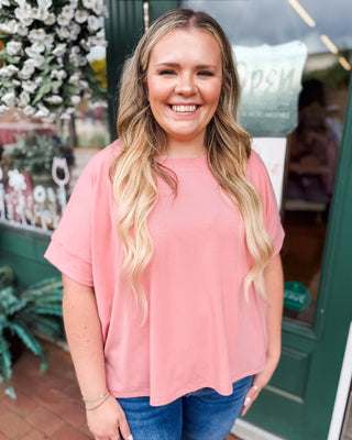Rosy Outlook Short Sleeve Scuba Top - The Southern Loft