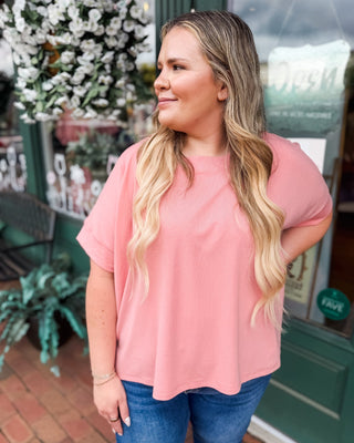 Rosy Outlook Short Sleeve Scuba Top - The Southern Loft