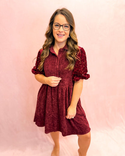 Shimmer Sleeve Sweetheart Dress - The Southern Loft