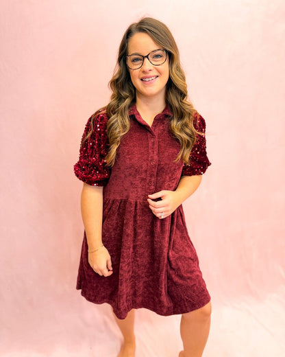 Shimmer Sleeve Sweetheart Dress - The Southern Loft