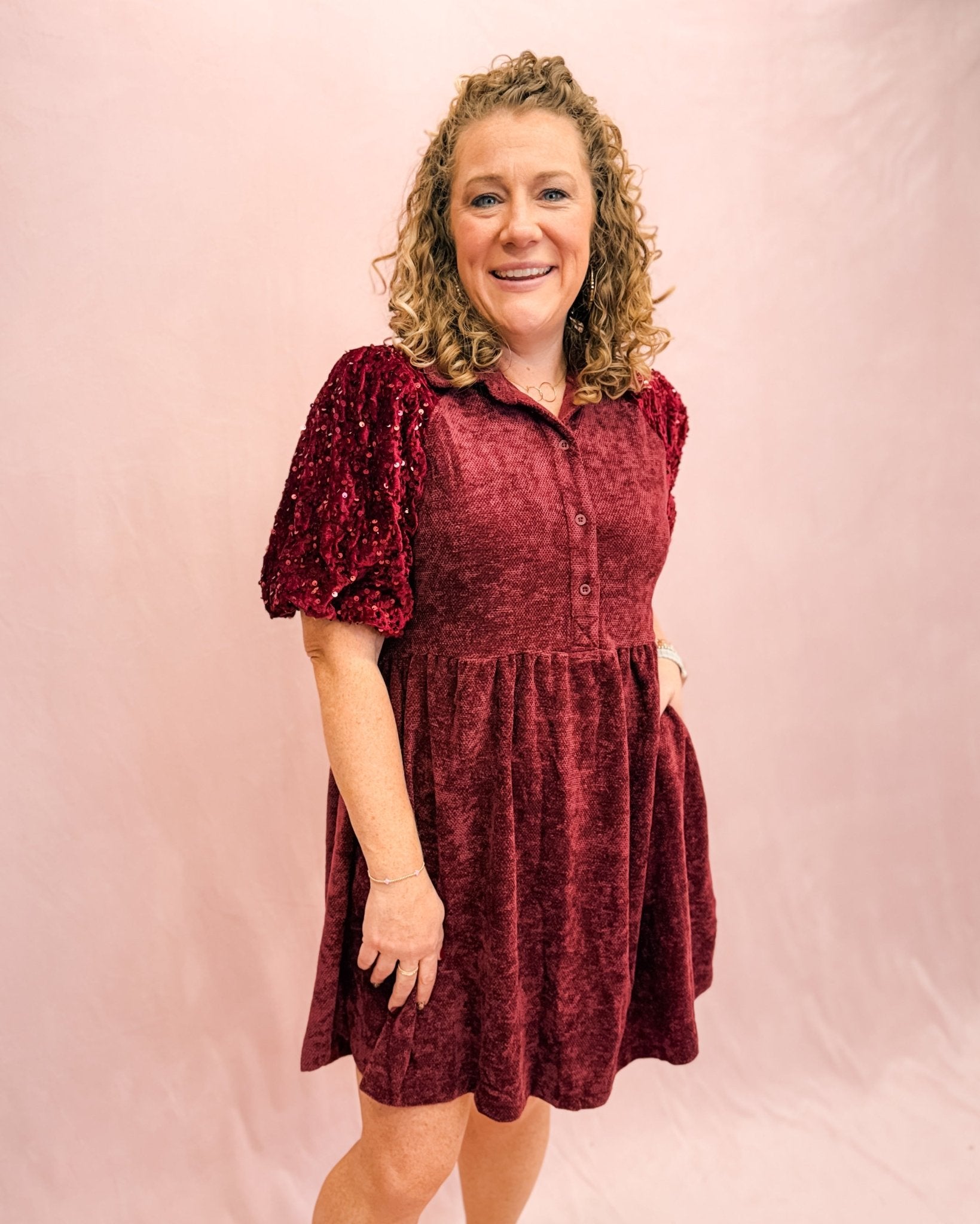 Shimmer Sleeve Sweetheart Dress - The Southern Loft