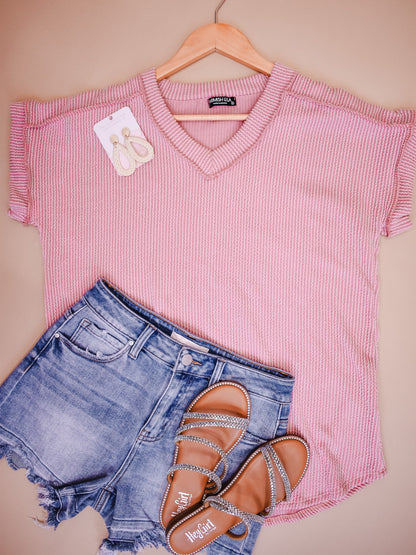 Slow Me Down Solid Ribbed Top - The Southern Loft