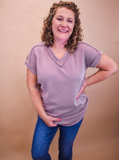 Slow Me Down Solid Ribbed Top - The Southern Loft