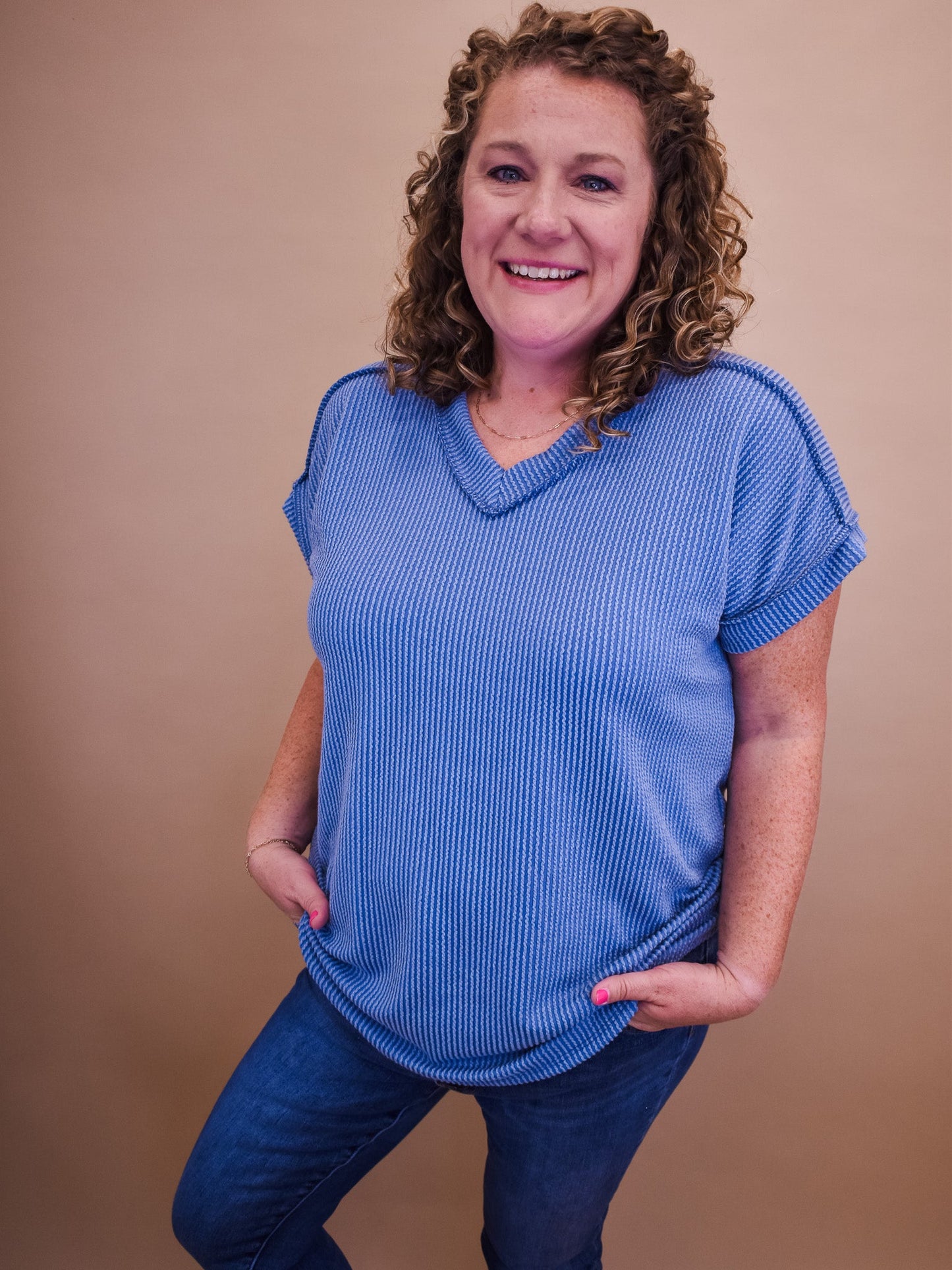 Slow Me Down Solid Ribbed Top - The Southern Loft