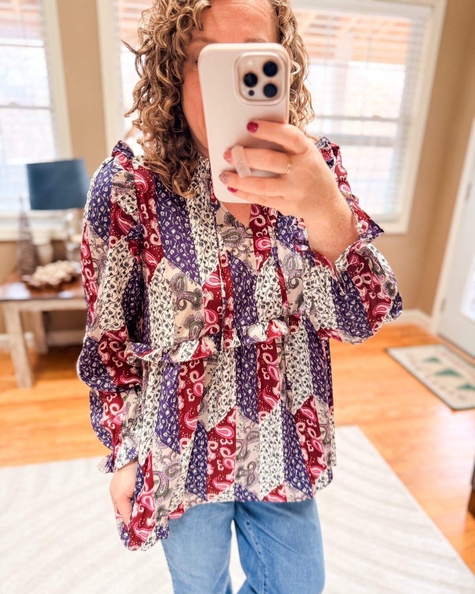Small Town Social Mixed Print Top - The Southern Loft