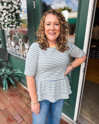 Softly Striped Ruffle Hem Knit Top - The Southern Loft