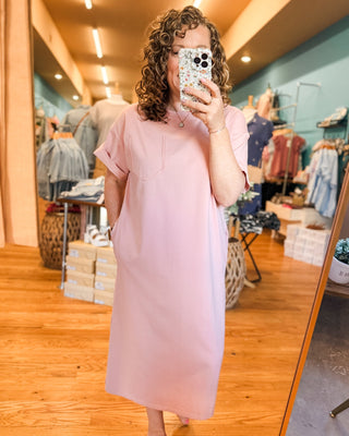 Spring Whisper Casual Knit Dress Small / Blush