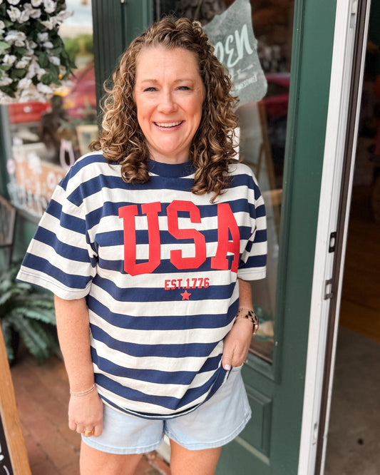 Striped USA Short Sleeve Top - The Southern Loft