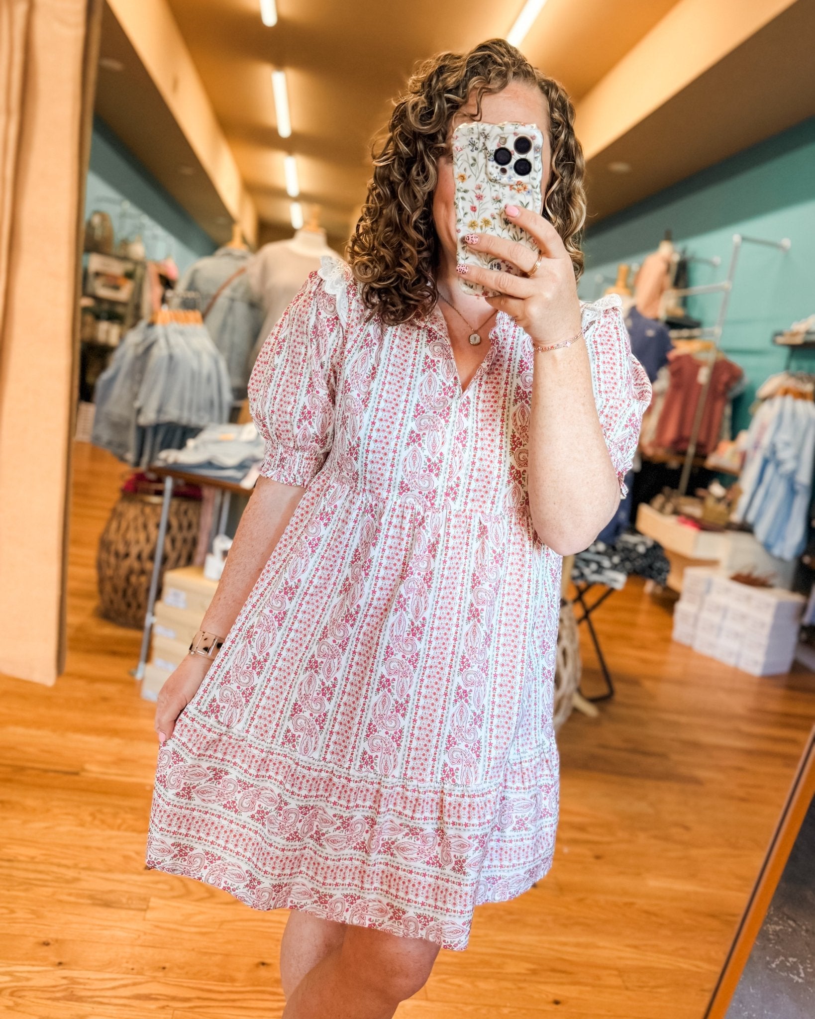 Sunlit Splendor Mixed Print Mini Dress - The Southern Loft