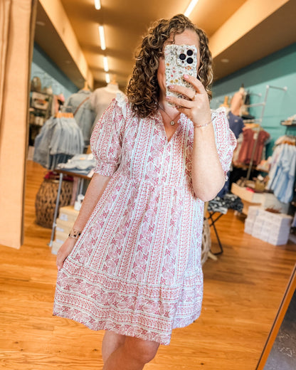 Sunlit Splendor Mixed Print Mini Dress - The Southern Loft