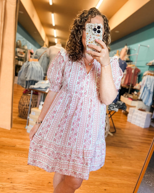 Sunlit Splendor Mixed Print Mini Dress - The Southern Loft