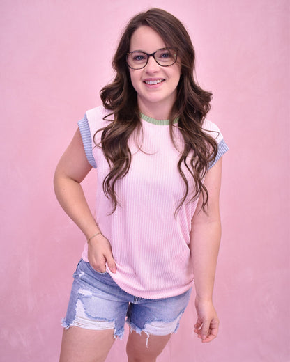 Sunset Color Pop Crew Neck Top - The Southern Loft