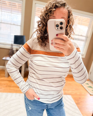 Sweet Charmer Striped Colorblock Top - The Southern Loft