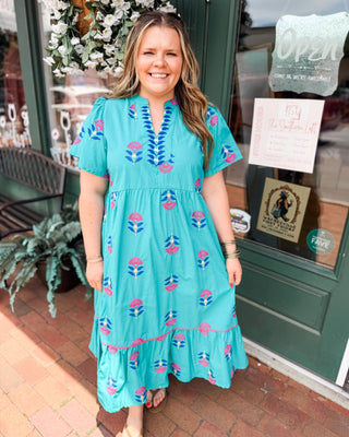 Sweet Meadow Floral Embroidered Tiered Midi Dress - The Southern Loft