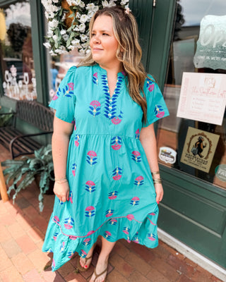 Sweet Meadow Floral Embroidered Tiered Midi Dress - The Southern Loft