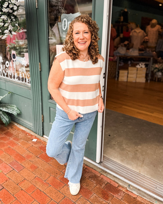 The Kelly Striped Soft Sweater Tank - The Southern Loft
