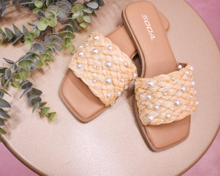 The Kinsley Woven Pearl Slide Sandal - The Southern Loft