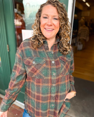 The Laidback Plaid Frayed Hem Shirt - The Southern Loft