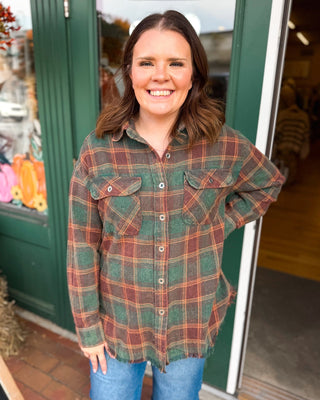 The Laidback Plaid Frayed Hem Shirt - The Southern Loft