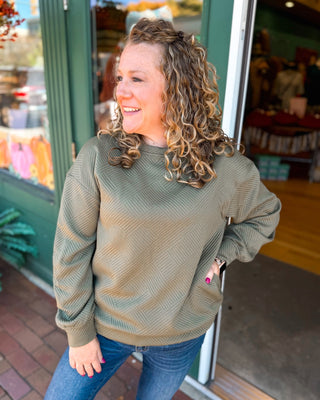 The Simple Things Textured Drop Shoulder Pullover - The Southern Loft