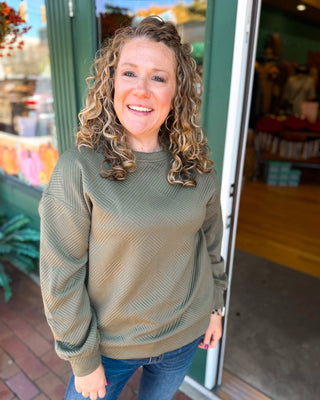 The Simple Things Textured Drop Shoulder Pullover - The Southern Loft