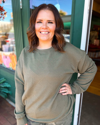 The Simple Things Textured Drop Shoulder Pullover - The Southern Loft