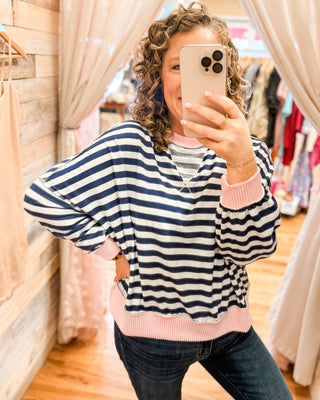 Thrill Me Striped Pullover Knit Top - The Southern Loft