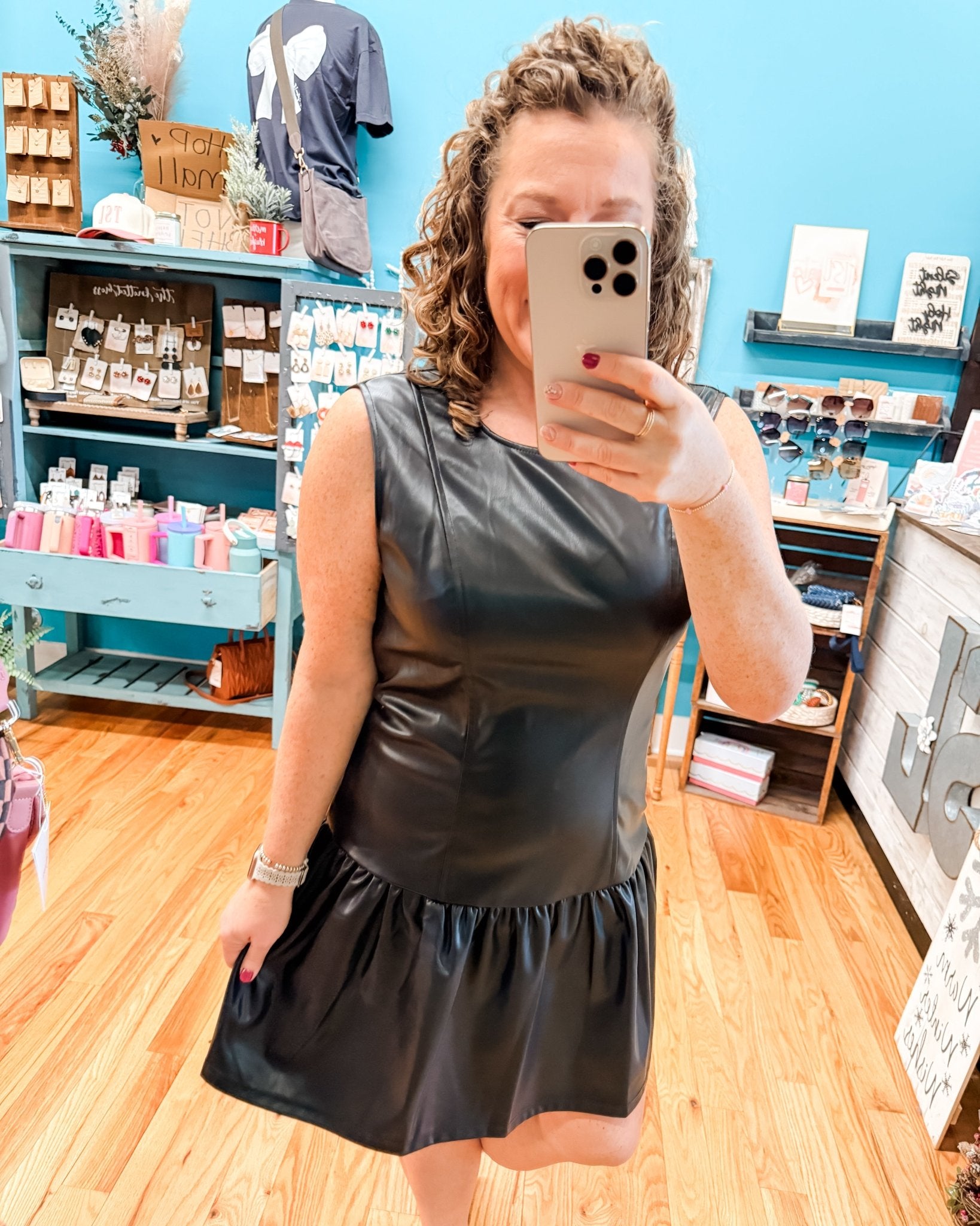 Times Square Faux Leather Mini Dress - The Southern Loft