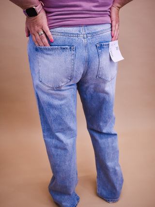 Vervet High Rise Straight Jeans With Slit Detail - The Southern Loft